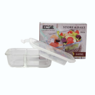 EZ Home Ideas Iris Glass Baking Dish Microwave Safe Leak Proof with Division and Cover