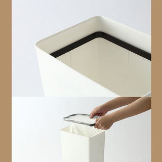 Nordic Style White + Wooden Lid Trash Bin 7L & 9L