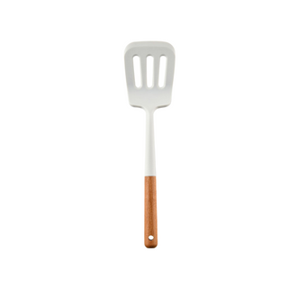 13pc White Silicone + Wooden Kitchen Utensils Set