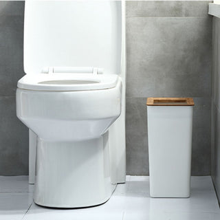 Nordic Style White + Wooden Lid Trash Bin 7L & 9L