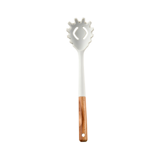 13pc White Silicone + Wooden Kitchen Utensils Set