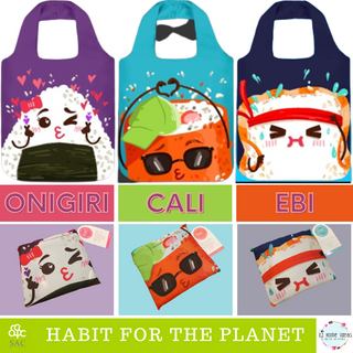 SAC People Reusable Bags. Cat & Sushi Collection