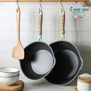 Wood Grain Handle Non-Stick Pan w/ Glass Cover Lid