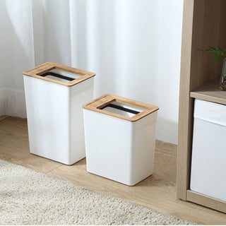 Nordic Style White + Wooden Lid Trash Bin 7L & 9L