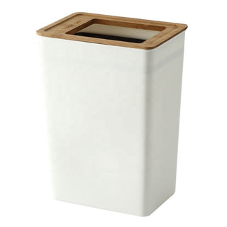 Nordic Style White + Wooden Lid Trash Bin 7L & 9L