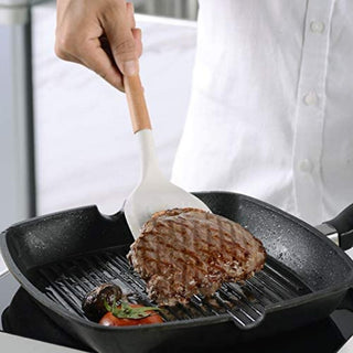 13pc White Silicone + Wooden Kitchen Utensils Set