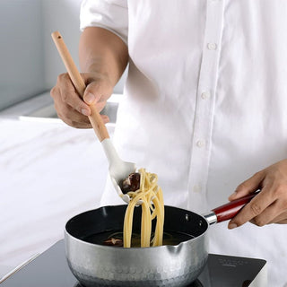 13pc White Silicone + Wooden Kitchen Utensils Set