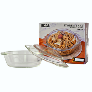 EZ Home Ideas Hera Glass Round Baking Dish Microwave Safe with Cover Glass Food Storage Container