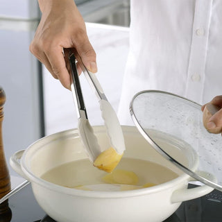 13pc White Silicone + Wooden Kitchen Utensils Set