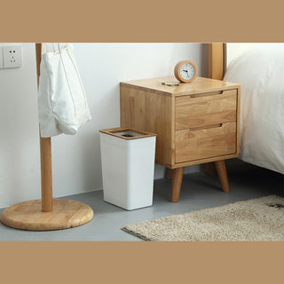 Nordic Style White + Wooden Lid Trash Bin 7L & 9L