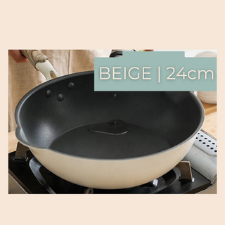 Wood Grain Handle Non-Stick Pan w/ Glass Cover Lid