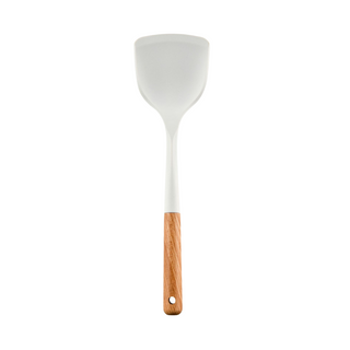13pc White Silicone + Wooden Kitchen Utensils Set