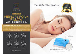EZ Sleep Memory Foam Pillow with Cooling Gel Pillow, Standard