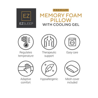 EZ Sleep Memory Foam Pillow with Cooling Gel Pillow, Standard
