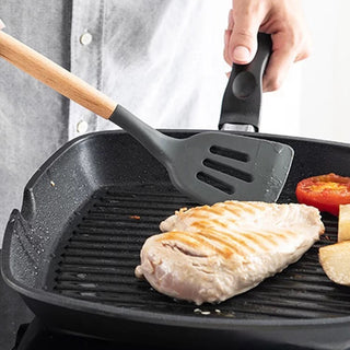 12 Pcs Wooden + Silicone Kitchen Utensils